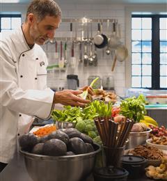 chef with produce