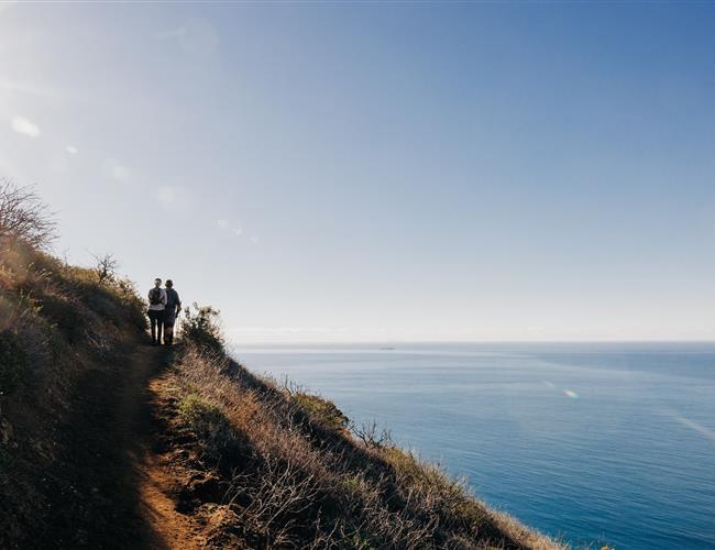 Hiking by the ocean in Malibu