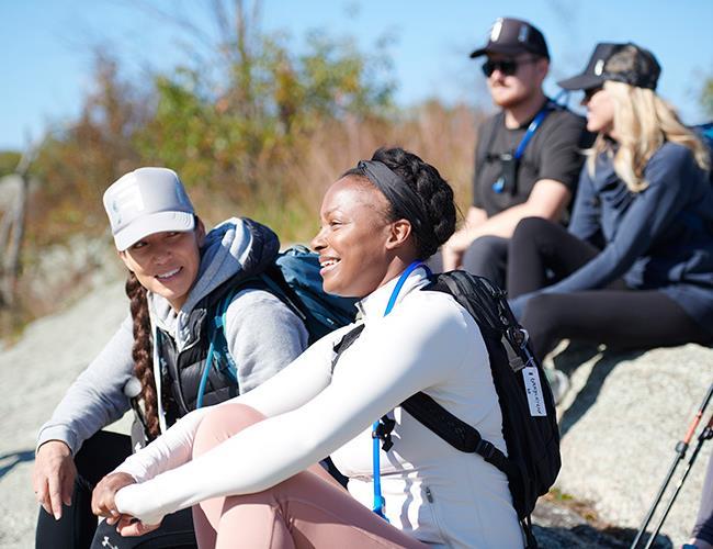 group resting during a hike