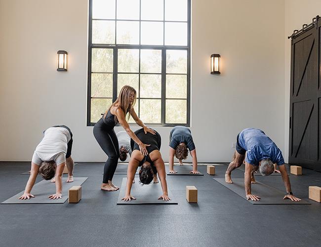 individuals practicing yoga