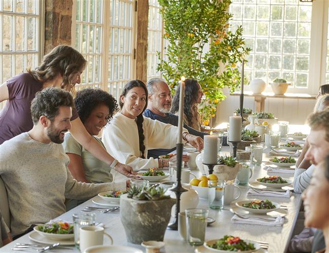 A group of people at dining table