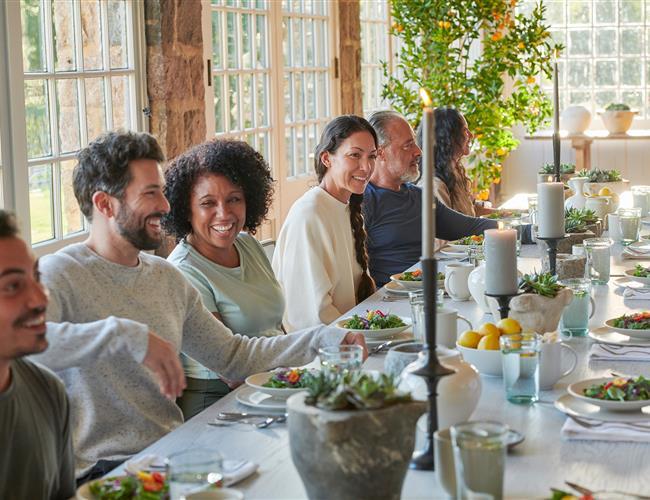 A group of people at dining table