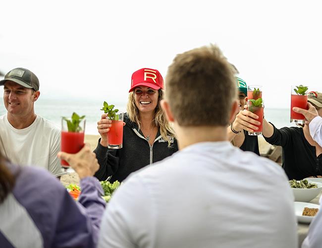 A group lunch at the beach