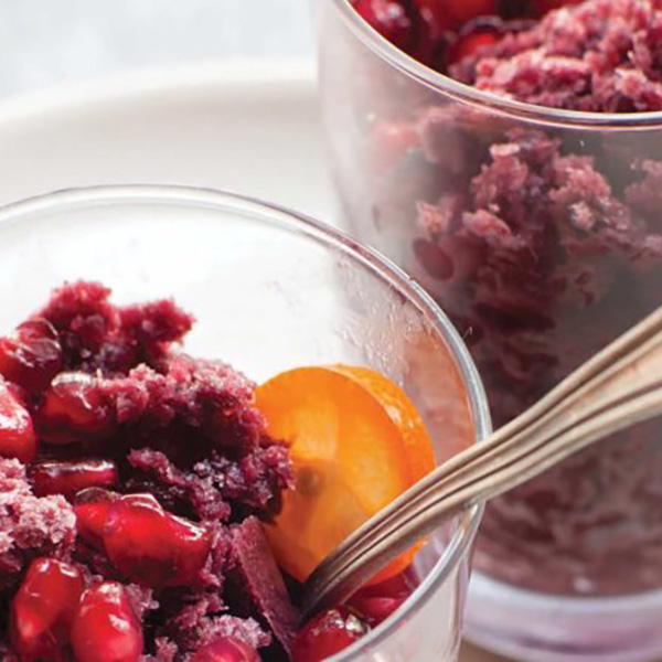 Acai and pomegranate granita