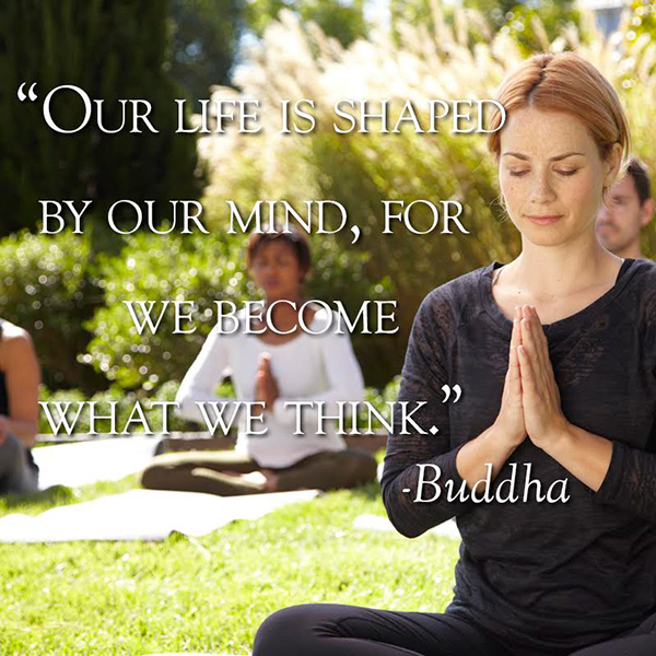 people doing yoga with buddha quote