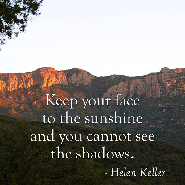 Canyon sunset with Helen Keller quote