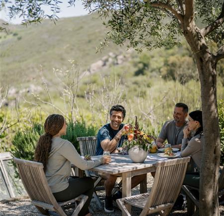 Group of people eating together