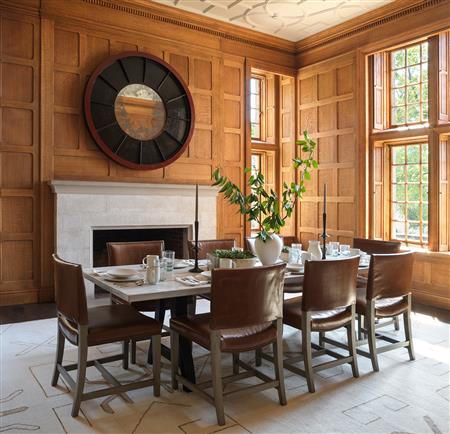 Paneled room with dining table