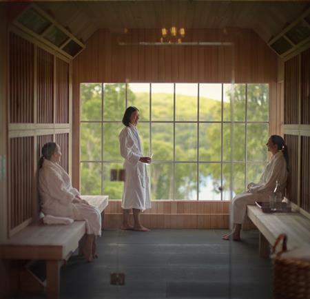 women in sauna