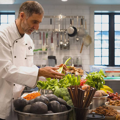 Chef preparing vegetables