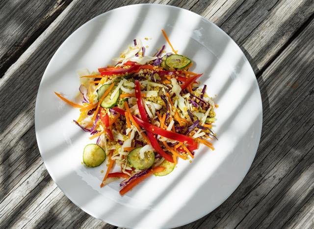 A salad dish with various vegetables