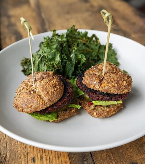 Beet Burger Sliders with Kale Chips