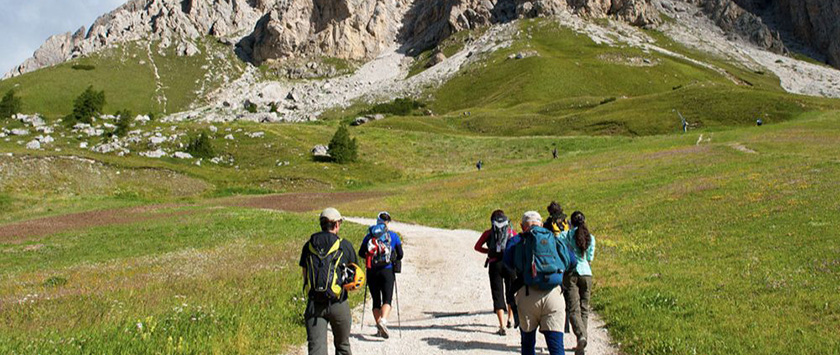 Hiking into the mountains