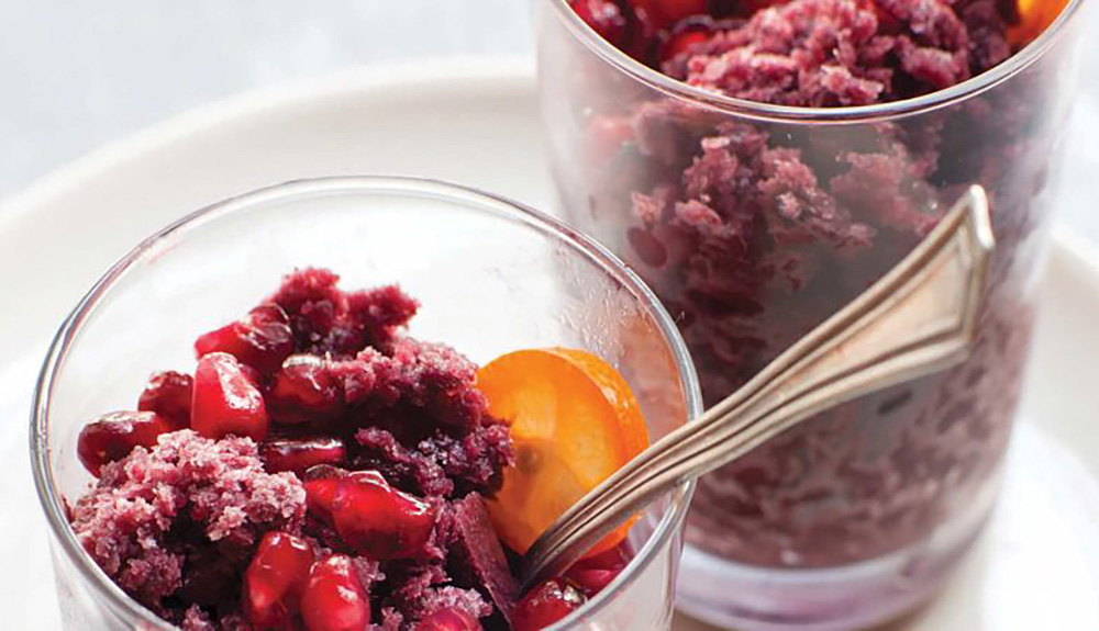 Acai and pomegranate granita