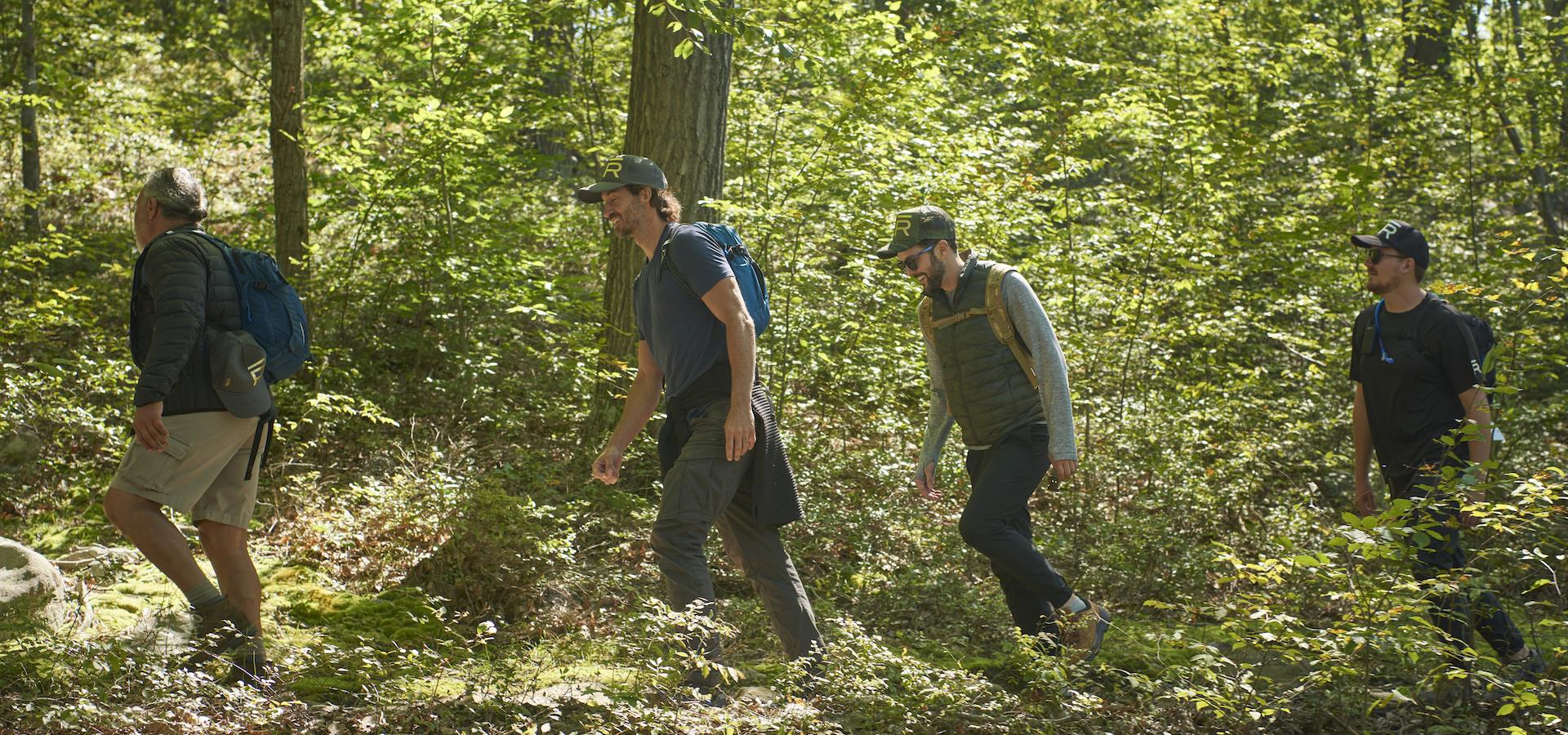 Group of men hiking